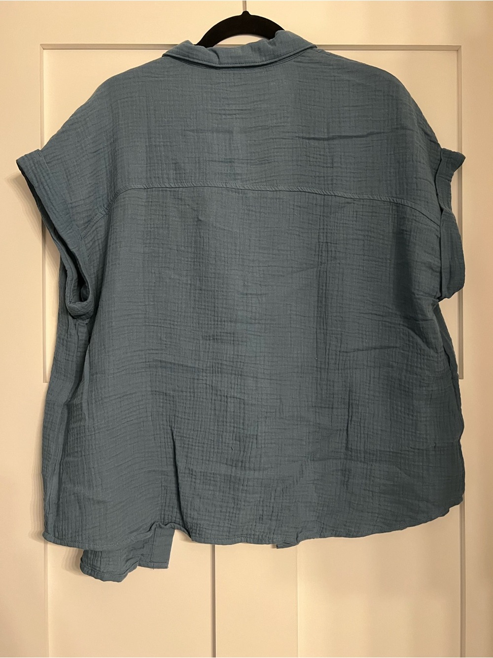 Jessica Simpson Casual Short-Sleeve Button-Down in Slate Blue - Picture 2 of 3